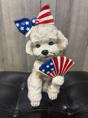 Blue Sky Clayworks Patriotic Poodle Doodle Dog Stars & Stripes Heather Goldminc